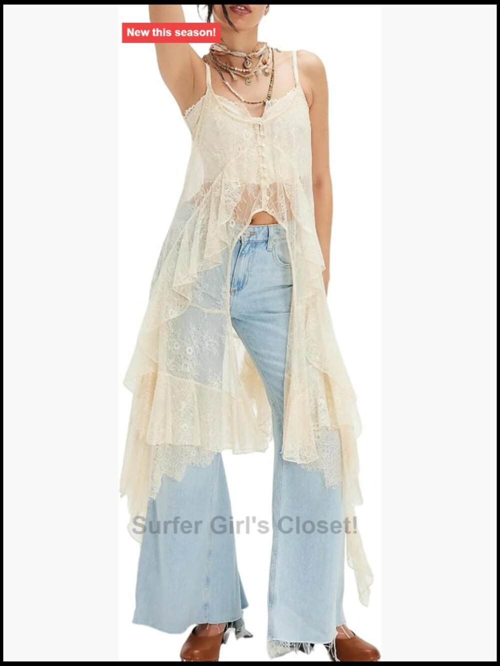 Sheer Floral Lace Cami Top Spaghetti Strap Ruffle Flowy Long Tank